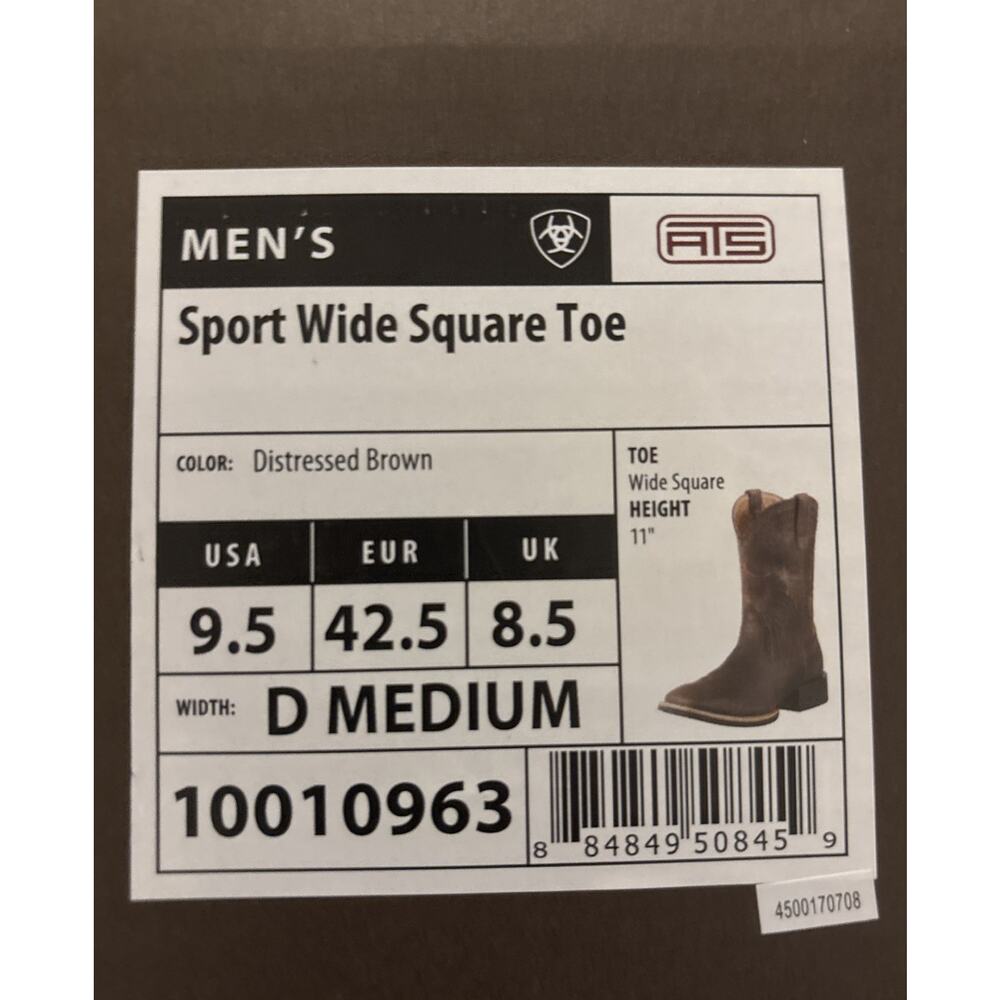 Ariat Men's Sport Wide Square Toe Boots Distressed‎ Brown 10010963